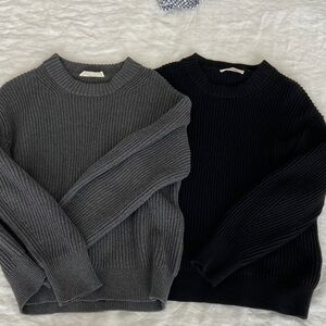 Everlane Gray and Black Ribbed Sweaters